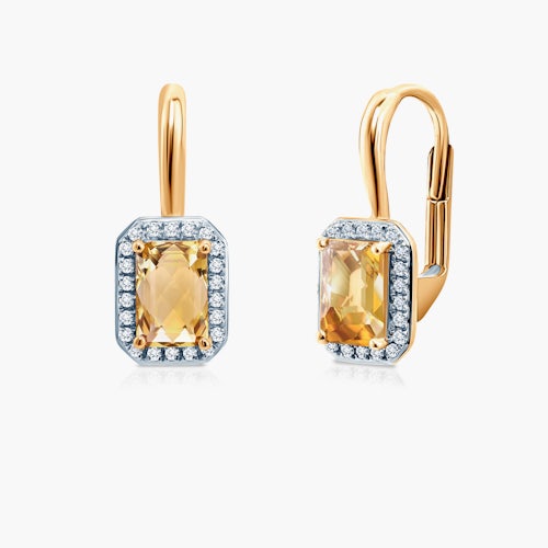 Kolczyki Savicki: złote, cytryny, diamenty